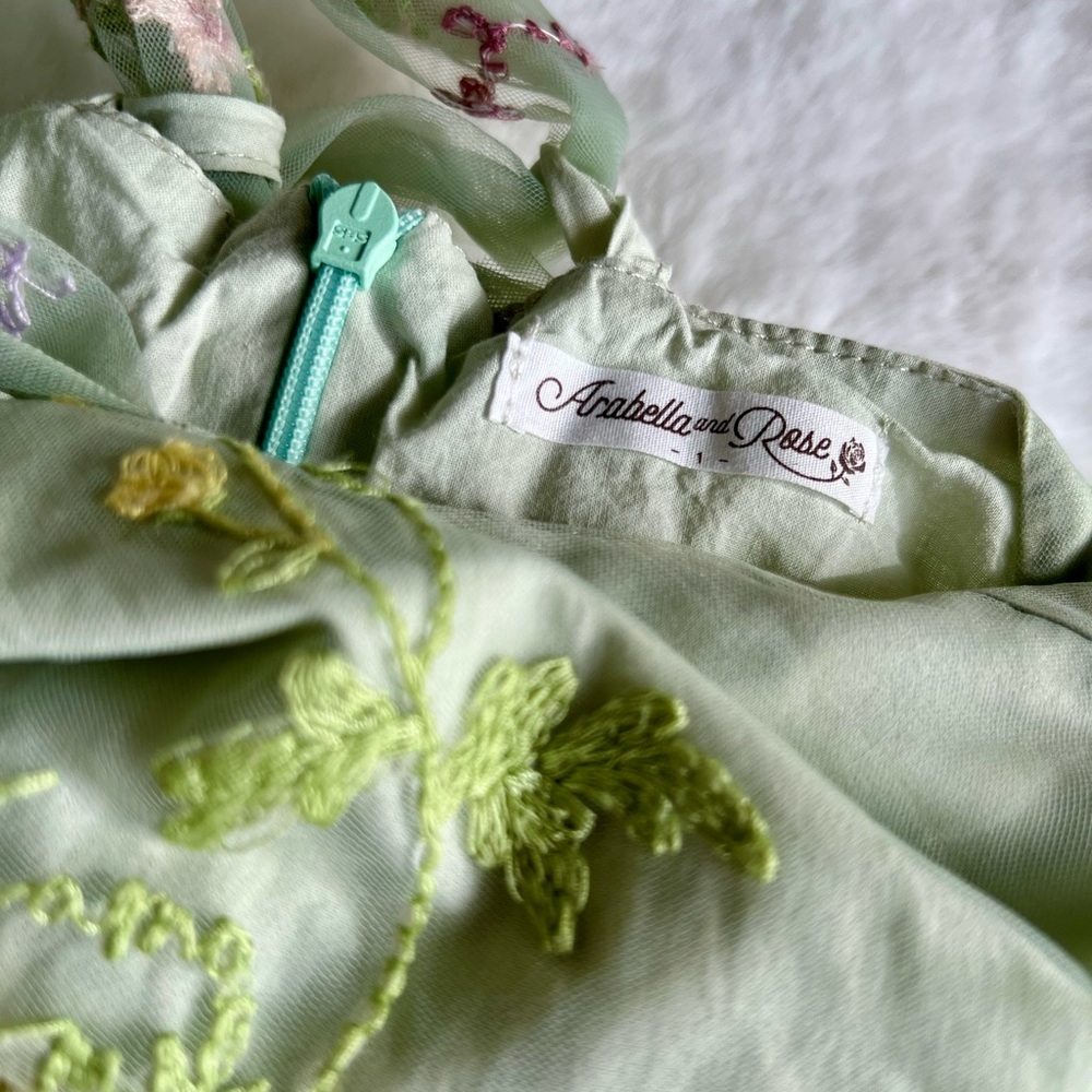 Arabella and Rose Sugar Plum Forest Green Tulle Romper Dress ~Size 1 (12 months) - Picture 4 of 6